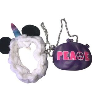 Girls‎ Purple "Peace" Purse & Panda/Unicorn Ears